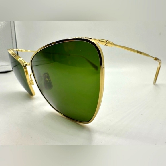 Celine Gold Metal Cat Eye Sunglasses Authentic Model cl40069u 30n 61 16140 3 - Picture 4 of 16